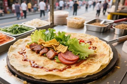 一個(gè)路邊攤的雜糧煎餅