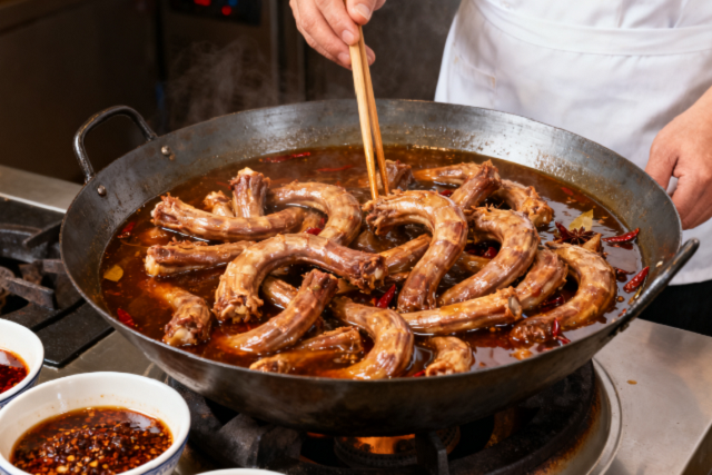 正在鹵制的絕味鹵鴨脖