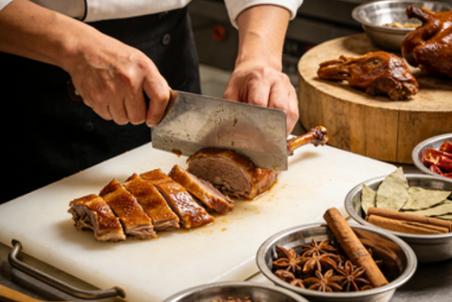 正在切潮汕鹵鵝