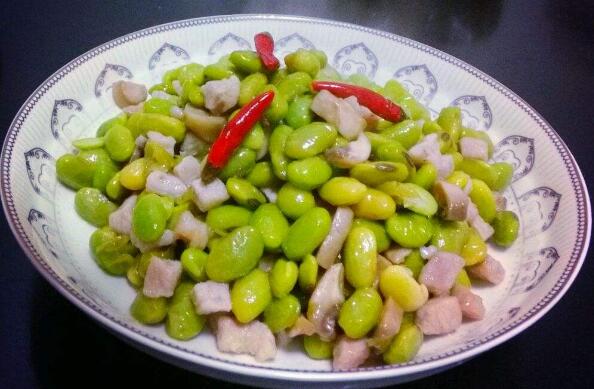 毛豆炒肉的做法